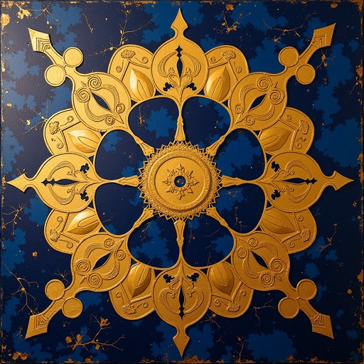 Byzantine-inspired golden mandala with delicate calligraphy and varied ...