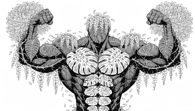 Free Botanical Muscle Power Image - Botanical, Bodybuilder, Tattoo ...