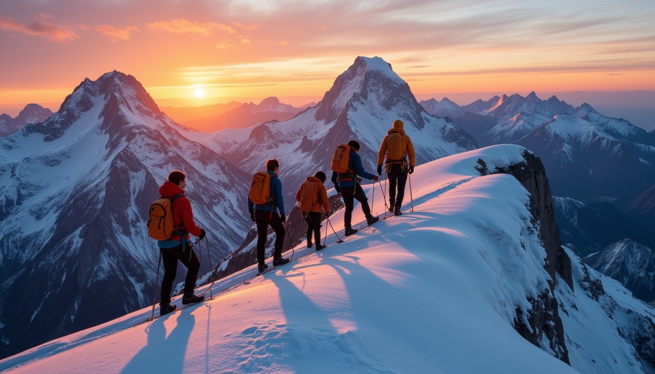 Mont Rouge Summit Free Summit at sunset Image - Mountaineering, Sunset, Alpenglow ...