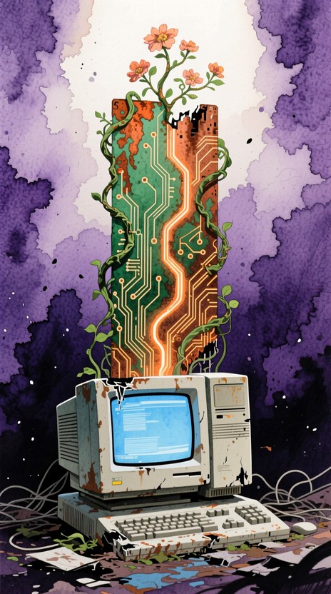 Free Technology Becomes Nature Photo - Watercolor, Computer, Circuits ...
