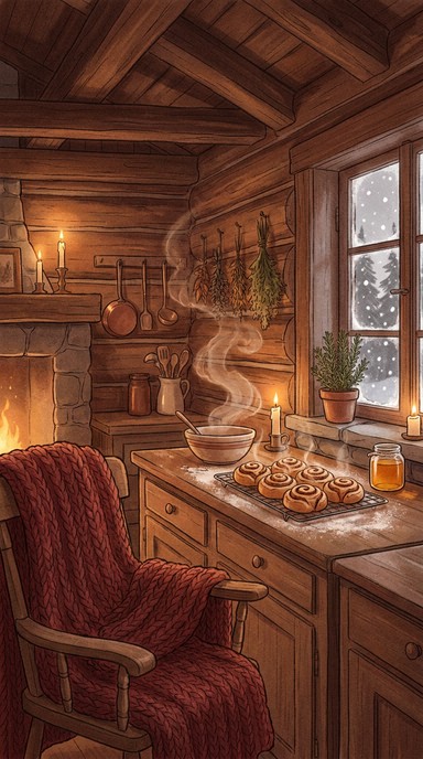 Kitchen Snow Background Free Cozy Kitchen Moments Image - Baking, Cinnamon, Rolls | Download at ...