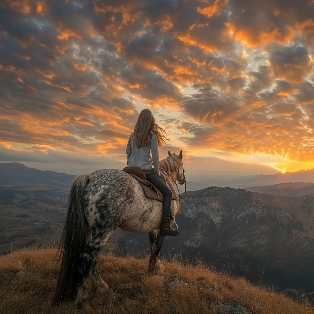 Free Sunset Mountain Ride Image - Sunset, Horse, Rider | Download at ...