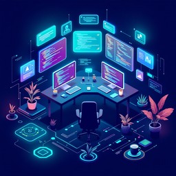 Download Futuristic Coding Sanctuary Image - Programming, Workspace ...