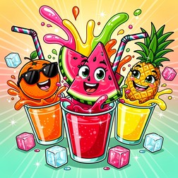 Free Tropical Fruit Party Image - Cartoon, Illustration, Fruits ...