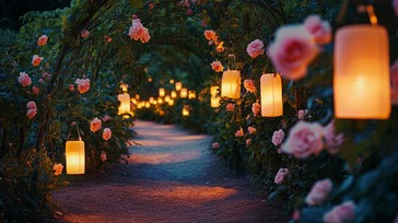 Free Enchanted Rose Path Image - Roses, Pathway, Lanterns | Download at ...