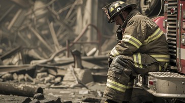 Free Exhausted firefighter rests Image - Firefighter, Exhaustion ...