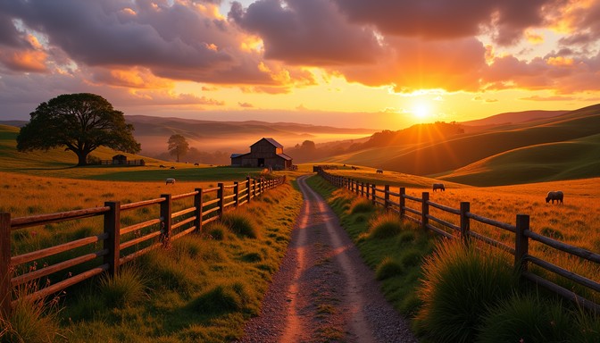 Free Golden Country Path Image - Sunset, Countryside, Path | Download ...