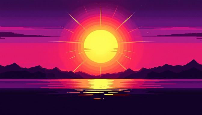 Free Retro Digital Sunrise Image - Pixel, Sunrise, Sunset | Download at ...