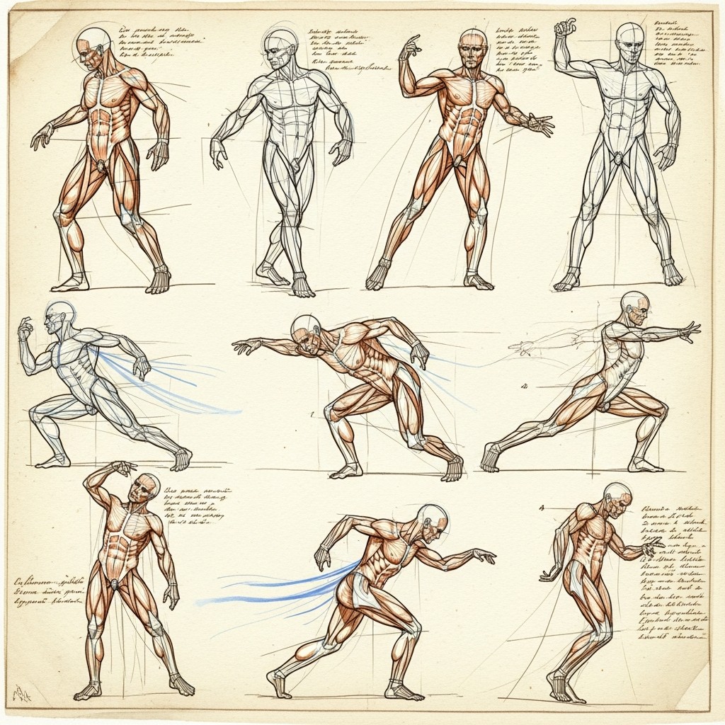 Free Anatomical Motion Study Image - Anatomical, Renaissance, Drawing ...