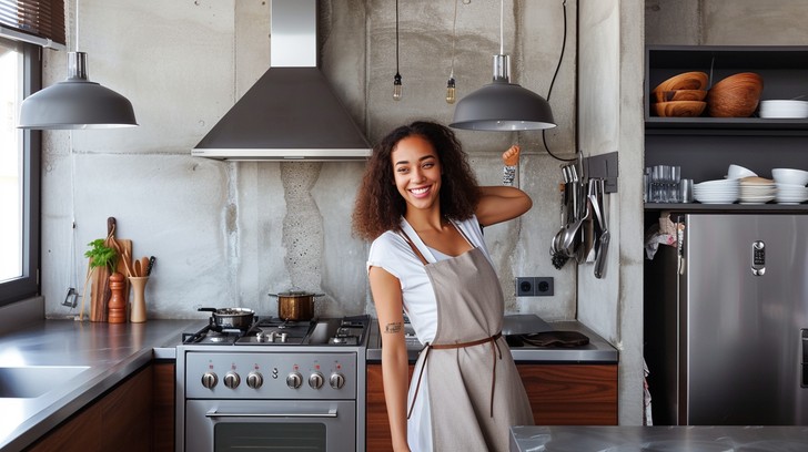 Free Stylish Kitchen Portrait Image - Woman, Kitchen, Modern | Download ...