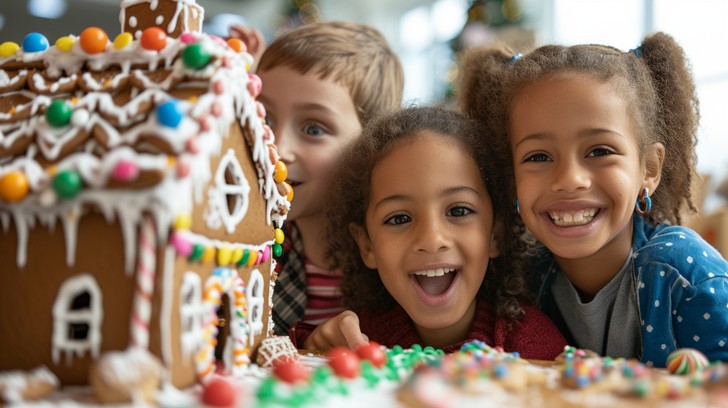 Free Joyful Holiday Activity Image - Children, Gingerbread, House ...