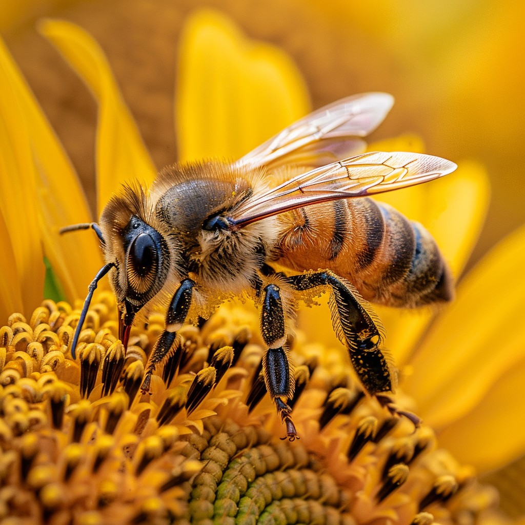 Free Bee on sunflower Image - Bee, Sunflower, Pollen | Download at ...