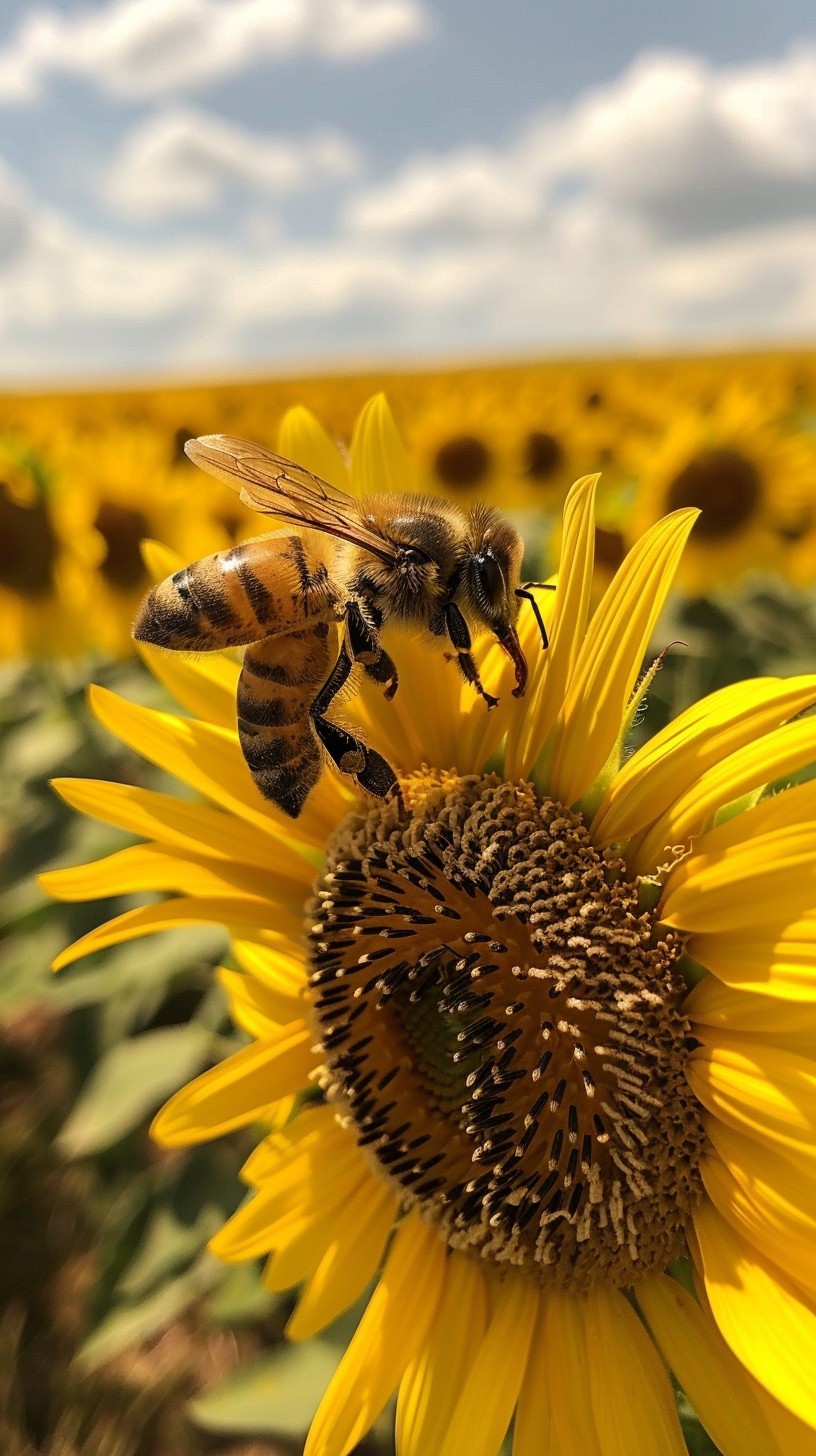 Free Bee on Sunflower Image - Bee, Sunflower, Pollination | Download at ...