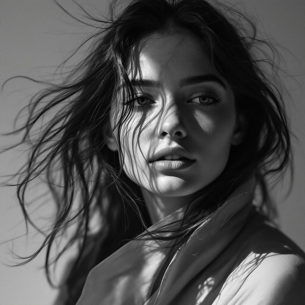 Free Windswept Shadow Portrait Image - Minimal, Monochrome, Portrait ...