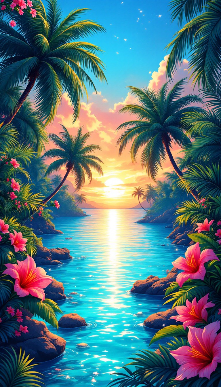 Free Tropical Paradise Sunset Image - Tropical, Paradise, Sunset