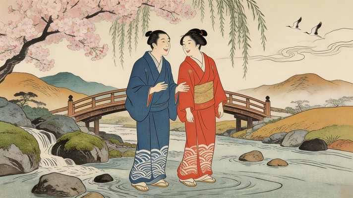 Ukiyo E Rocks Free Cherry Blossom Friendship Image - Ukiyo-e, Woodblock, Japanese ...