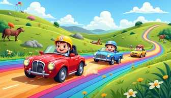 Cartoon Adventure Racing Background Free Rainbow Racing Adventure Image - Racing, Cartoon, Vehicles ...