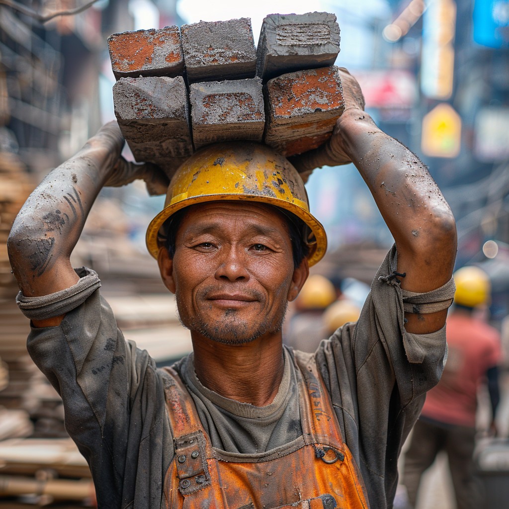 Free Laborer Carries Bricks Image - Construction, Worker, Bricks ...