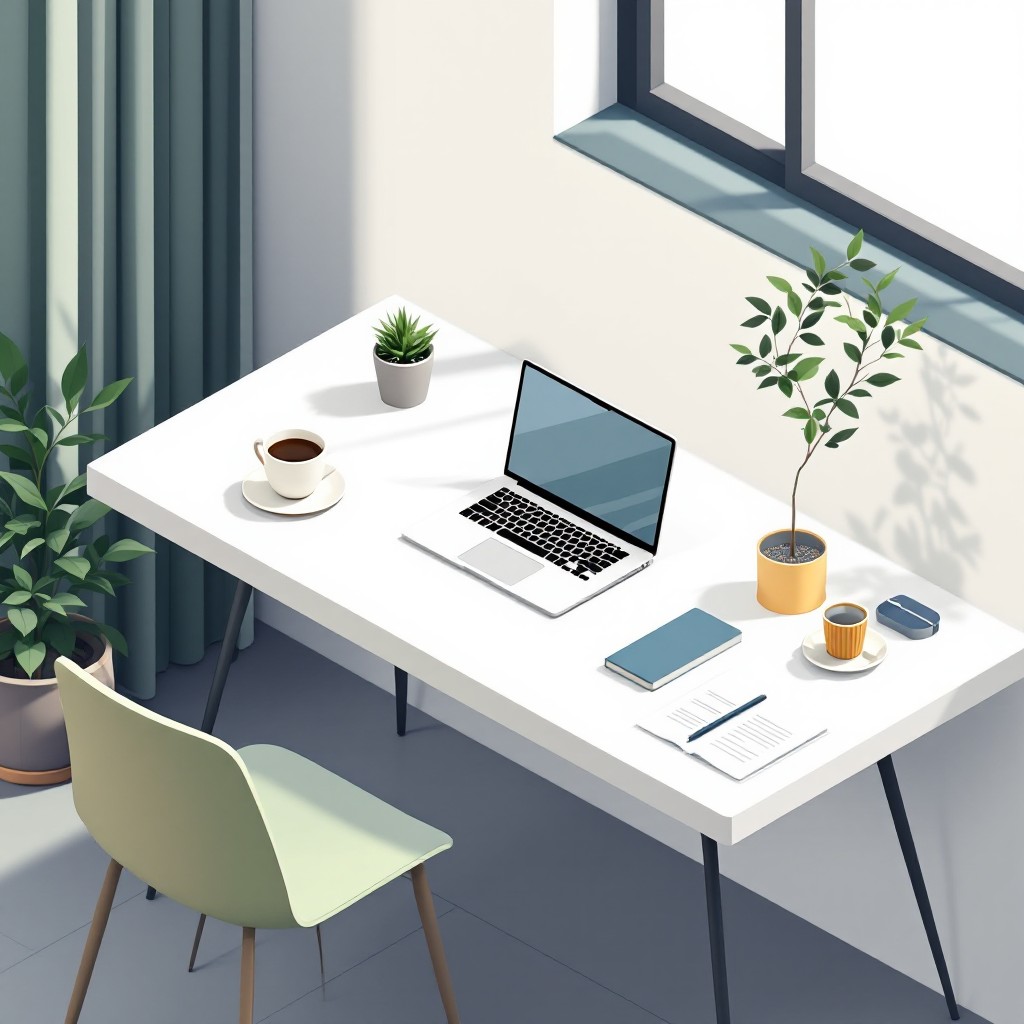 Free Minimalist Workspace Illustrated Image - Workspace, Minimal ...