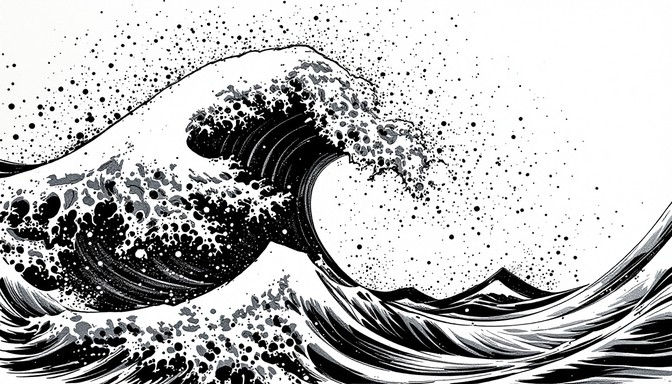 Free Powerful Ocean Wave Image - Wave, Ocean, Ink | Download at StockCake