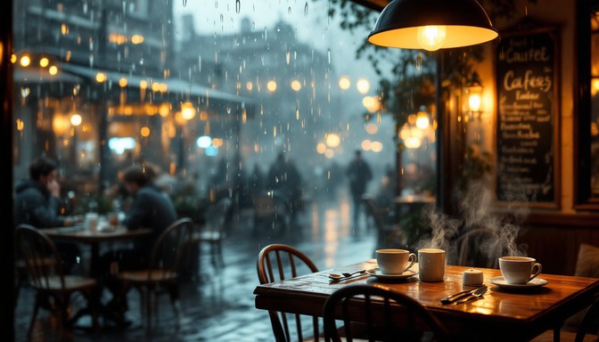 Free Rainy Cafe Evening Image - Cafe, Rain, Cozy | Download at StockCake