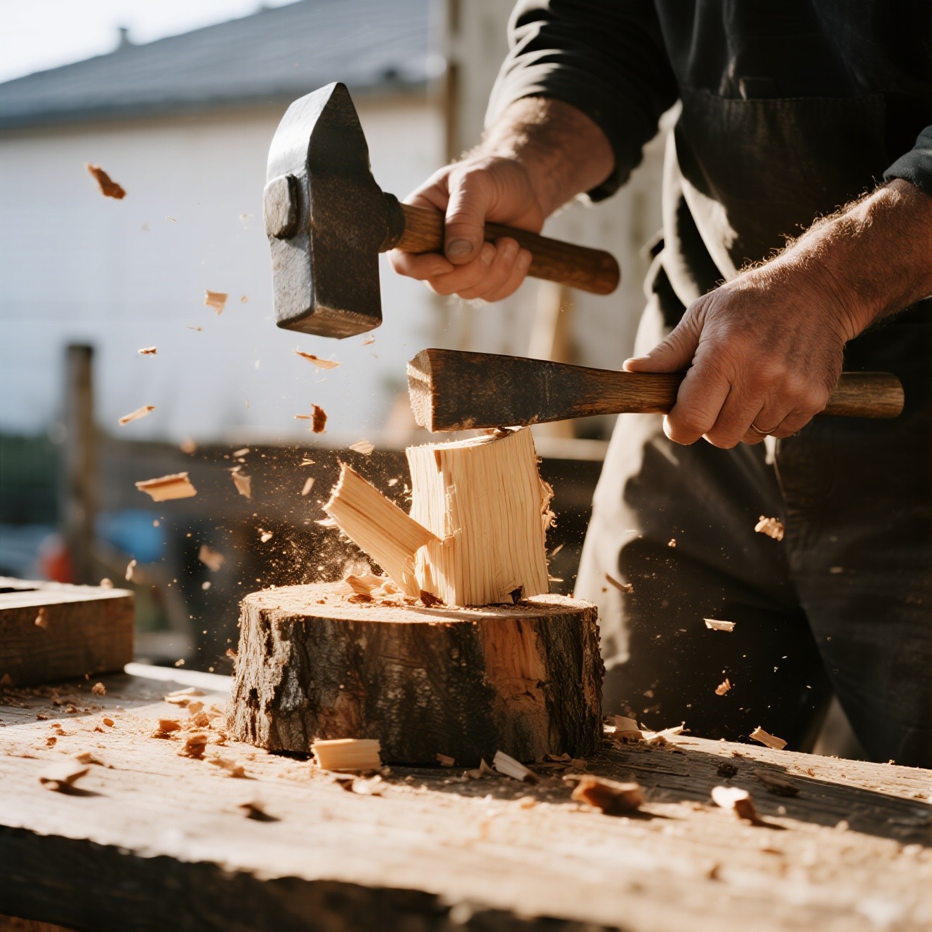 Free Wood Splitting Action Image - Woodworking, Craftsmanship ...
