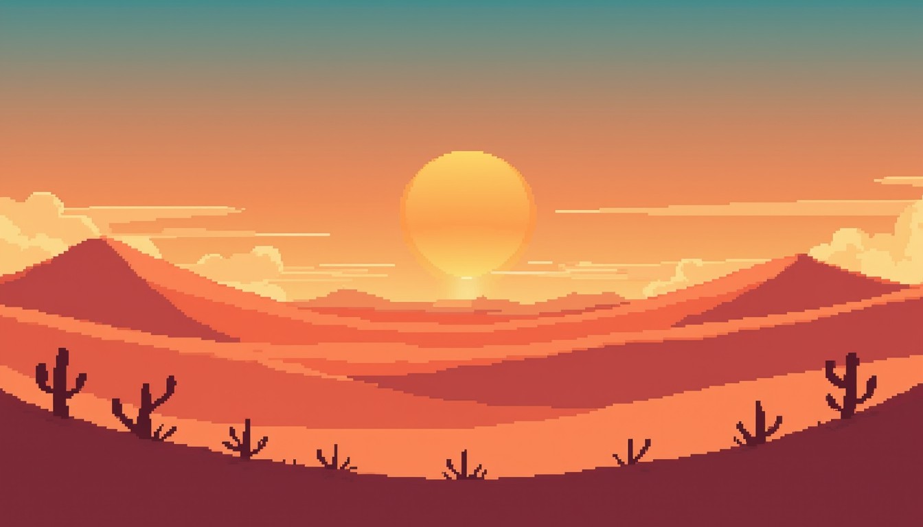 Free Pixelated Desert Sunset Image - Desert, Sunset, Pixelart ...