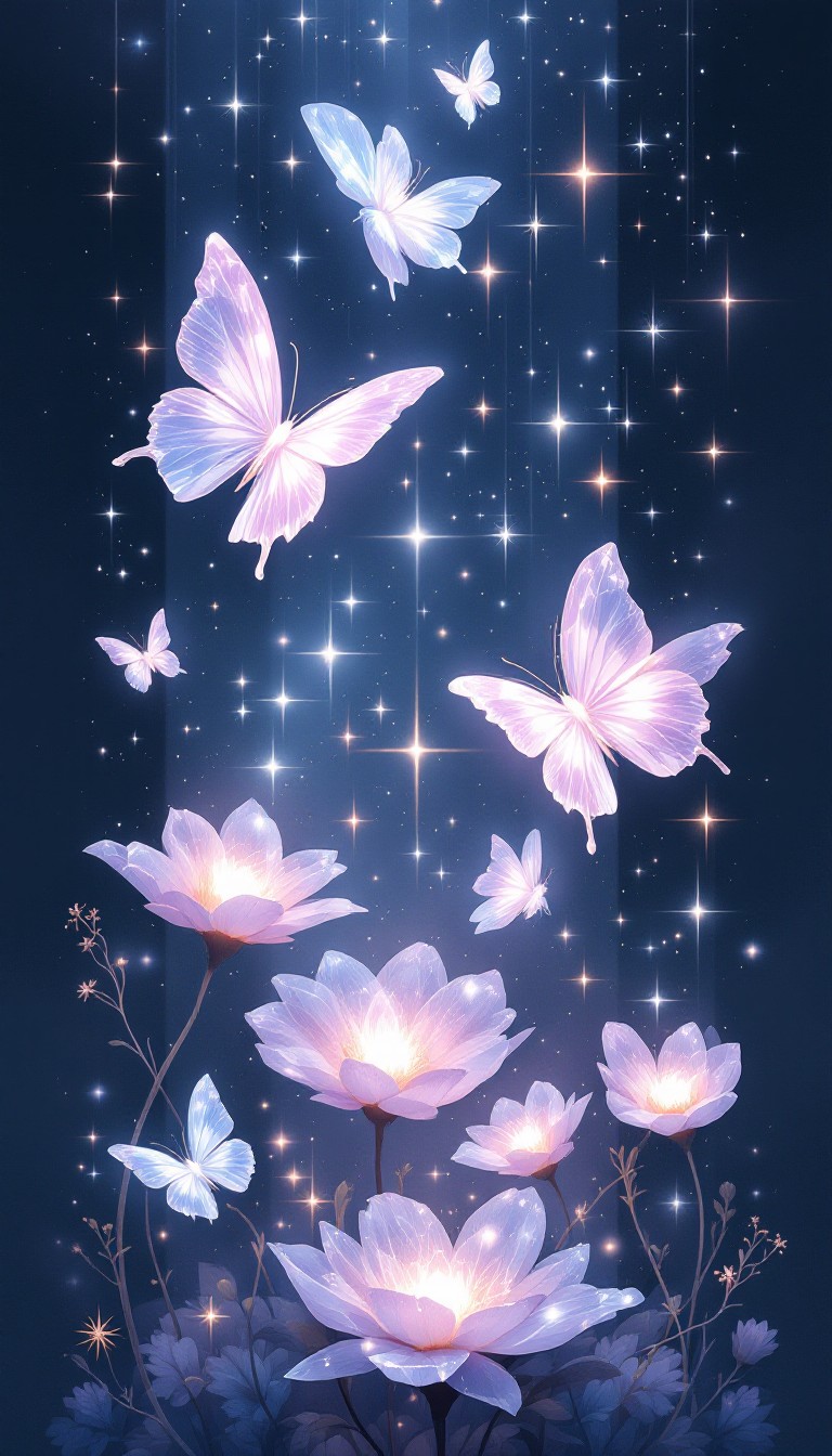 Free Magical Butterfly Garden Photo - Butterfly, Moonflower, Stars ...