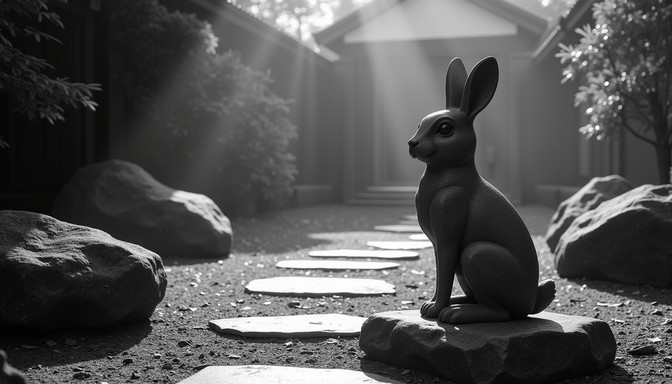 Wise Zen Rabbit Free Zen Rabbit Statue Image - Rabbit, Statue, Zen | Download at StockCake