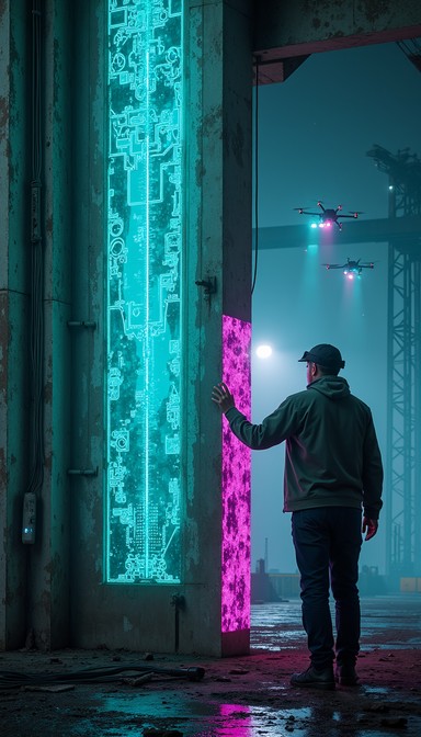 Free Digital Infrastructure Inspection Image - Cyberpunk, Holographic ...