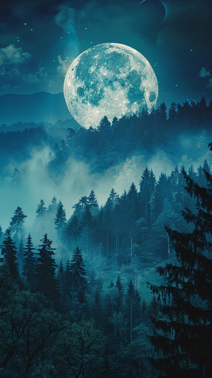Free Mystical Moonlit Forest Image - Moon, Forest, Night | Download at ...