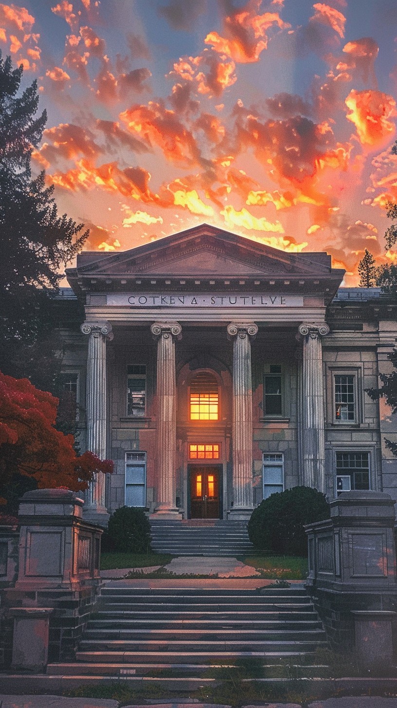 Free Sunset Luminous Library Photo - Sunset, Library, Architecture ...