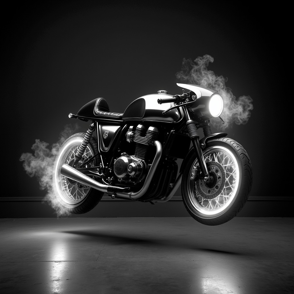 Free Ghostly Midnight Ride Image - Motorcycle, Monochrome, Vintage ...