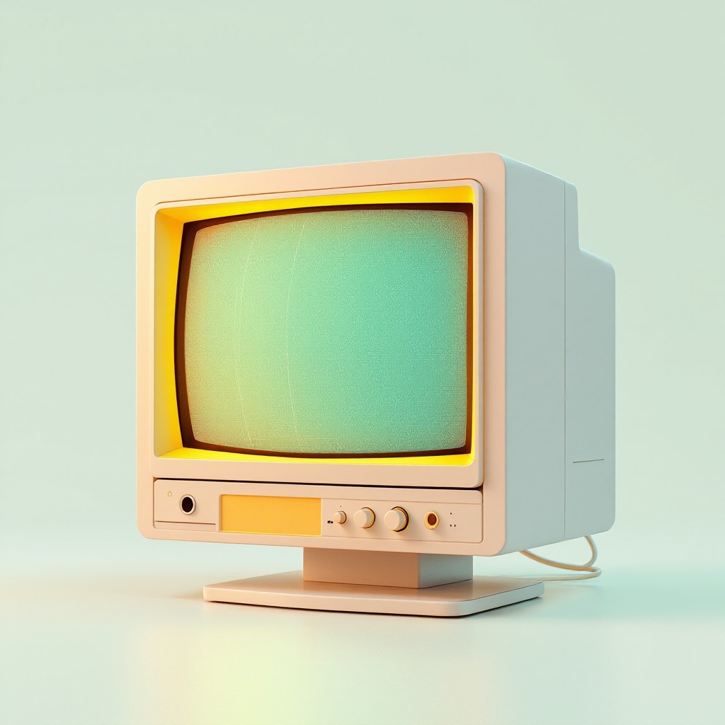 Monitor CRT retrô com tela colorida brilhante