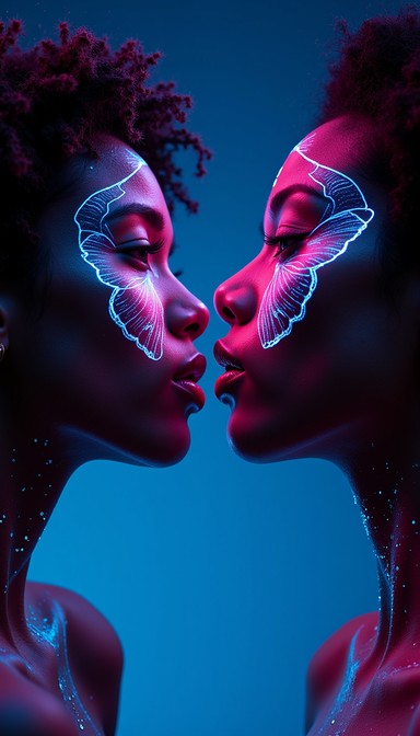 Free Digital Butterfly Kiss Image - Cyberpunk, Holographic, Neon ...