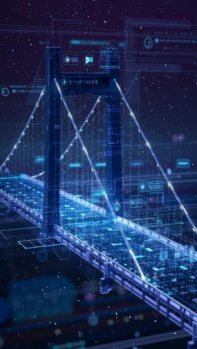Free Digital Bridge Crossing Image - Cyberpunk, Futuristic, Digital ...