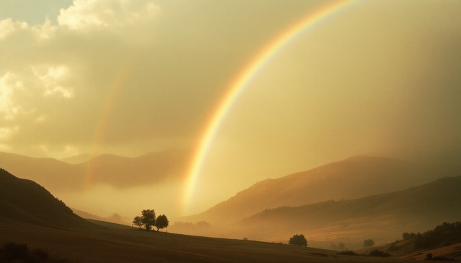 Distant Rainbow Free Golden Rainbow Valley Image - Rainbow, Double, Sunset | Download ...