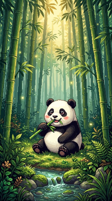 Free Pixel Panda Paradise Image - Panda, Bamboo, Pixel | Download at ...