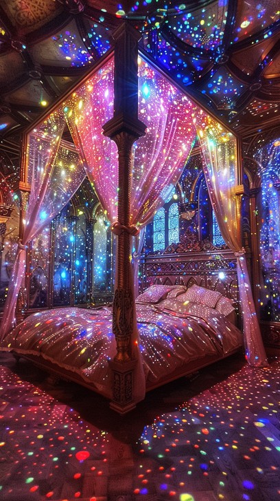 Free Enchanted Lighted Bedroom Image - Lights, Bedroom, Magical ...