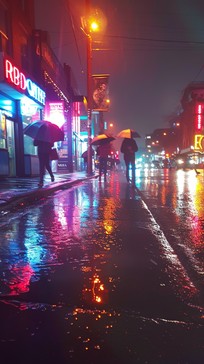 Free Rainy Night Street Image - Rain, Night, Neon | Download at StockCake