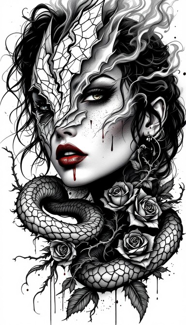 Free Gothic Tattoo Portrait Image - Tattoo, Woman, Portrait | Download ...