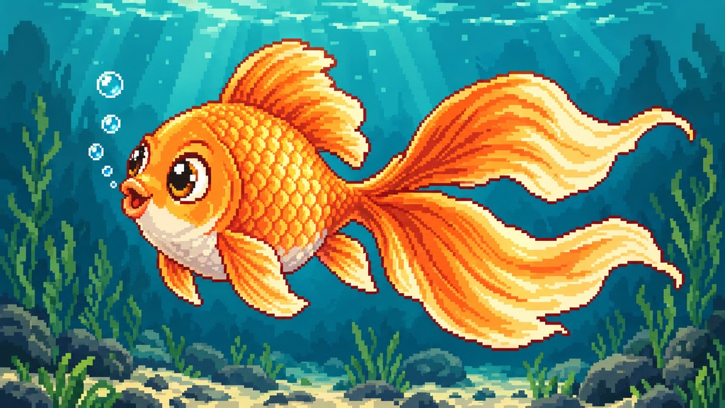 Download Pixel Art Goldfish Image - Goldfish, Pixelart, Retro | StockCake