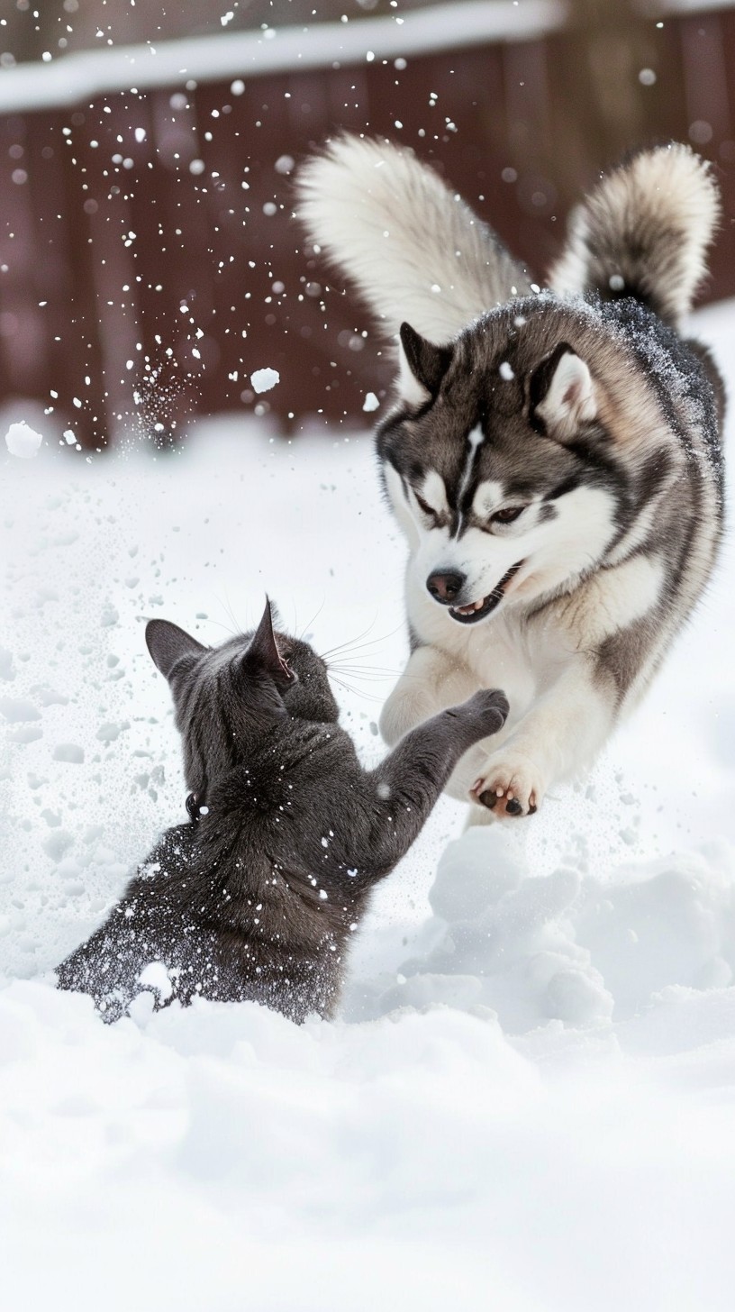 Free Playful Snow Encounter Image - Winter, Pets, Playful | Download at ...