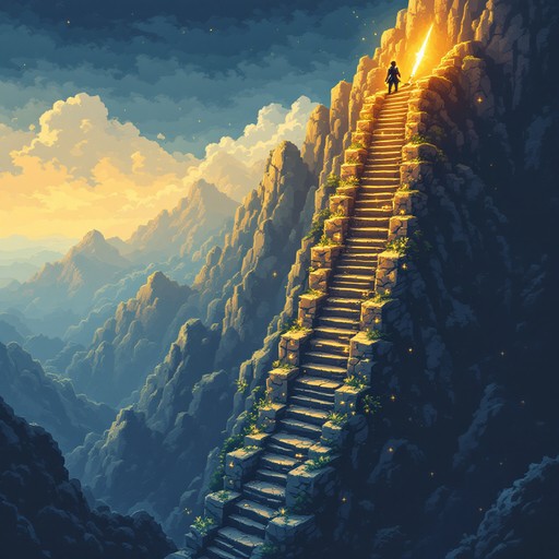 Free Cliffside Pixel Stairway Image - Staircase, Pixel, Sunset ...
