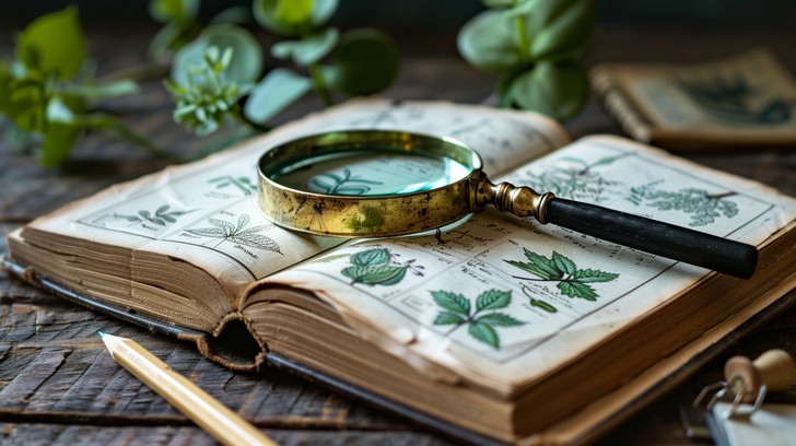 Free Vintage Botanical Exploration Image - Book, Magnifying Glass ...