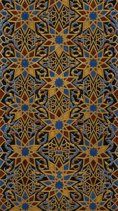 Star Pattern Work This digital illustration shows a tall Islamic geometric pattern made ...