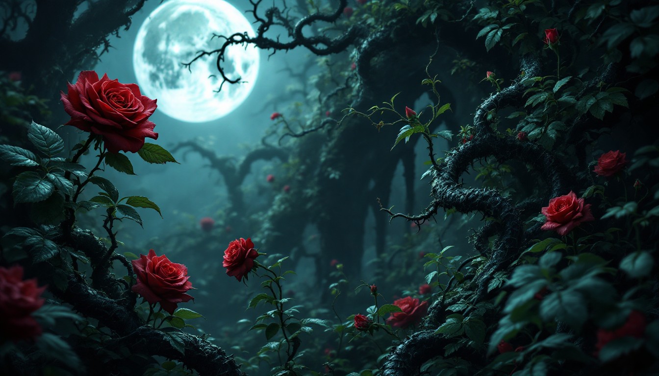 Free Moonlit Rose Garden Image - Roses, Moonlight, Gothic | Download at ...