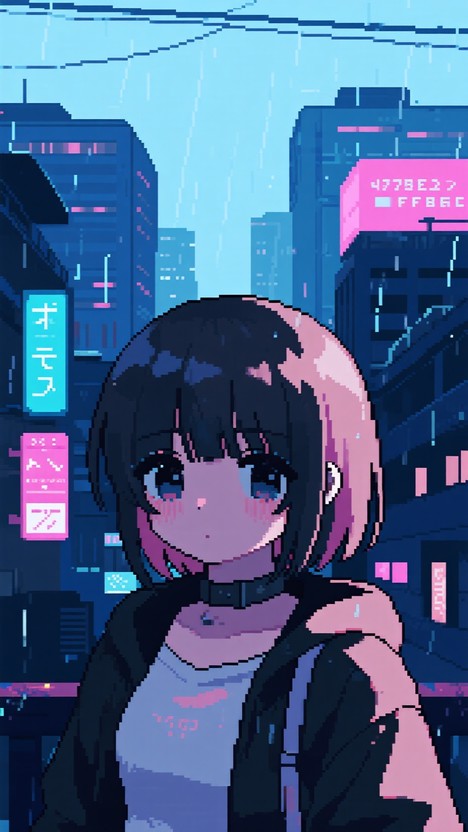 Free Neon Pixel Girl Photo - Pixelart, Cyberpunk, Anime | Download at ...