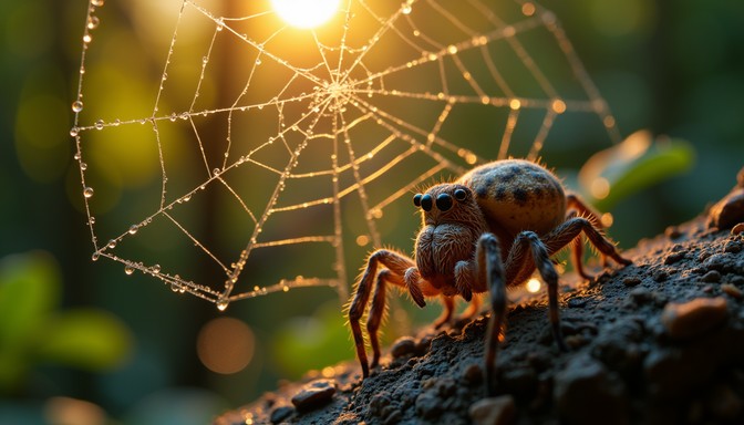 Free Dew-Jeweled Web Image - Spider, Web, Dewdrops | Download at StockCake