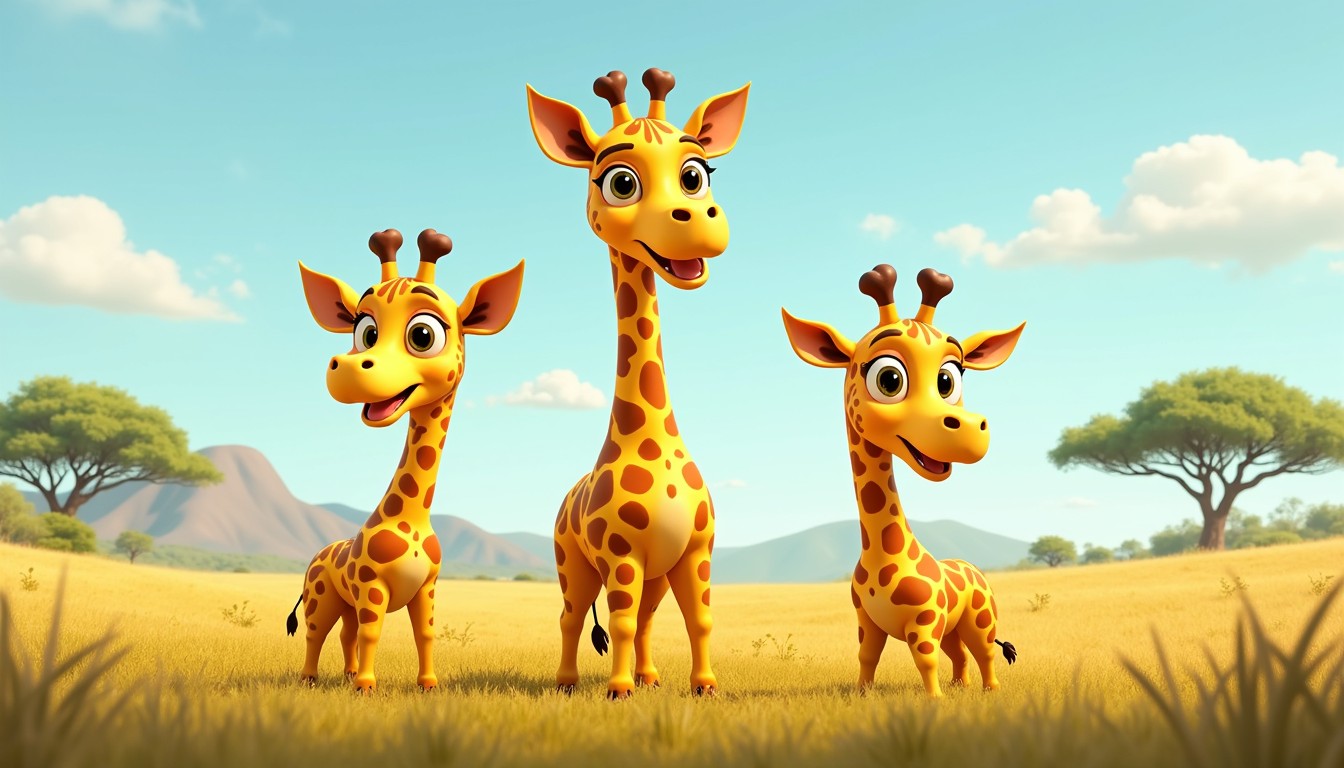 Free Cheerful Giraffe Trio Image - Giraffes, Cartoon, Savanna ...